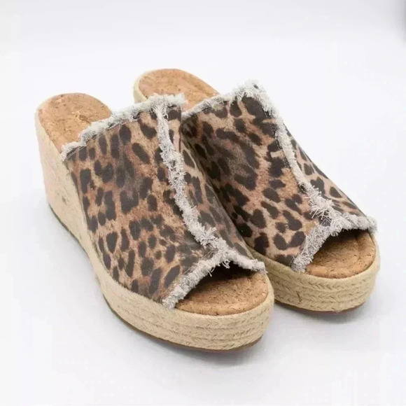 Rampage Shoes - Rampage Espadrille Wedge Animal Print Heavy Linen Sandal Size 11